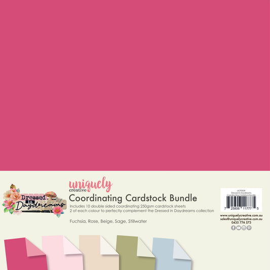 DRESSED IN DAYDREAMS 12" x 12" CO-ORDINATING CARDSTOCK BUNDLE BY UNIQUELY CREATIVE