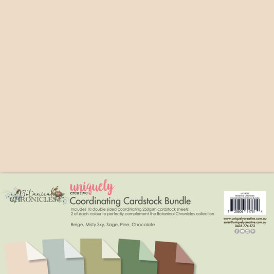 BOTANICAL CHRONICLES 12" x 12" CO-ORDINATING CARDSTOCK BUNDLE BY UNIQUELY CREATIVE