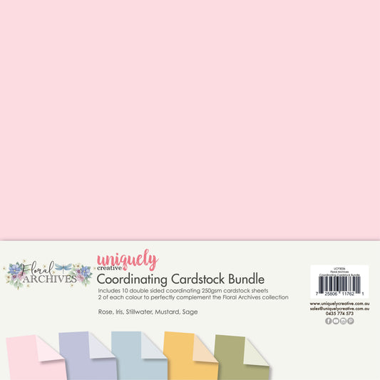 FLORAL ARCHIVES 12" x 12" CO-ORDINATING CARDSTOCK BUNDLE BY UNIQUELY CREATIVE