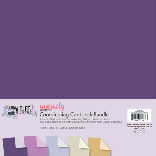 ULTRAVIOLET DELIGHT 12" x 12" CO-ORDINATING CARDSTOCK BUNDLE BY UNIQUELY CREATIVE