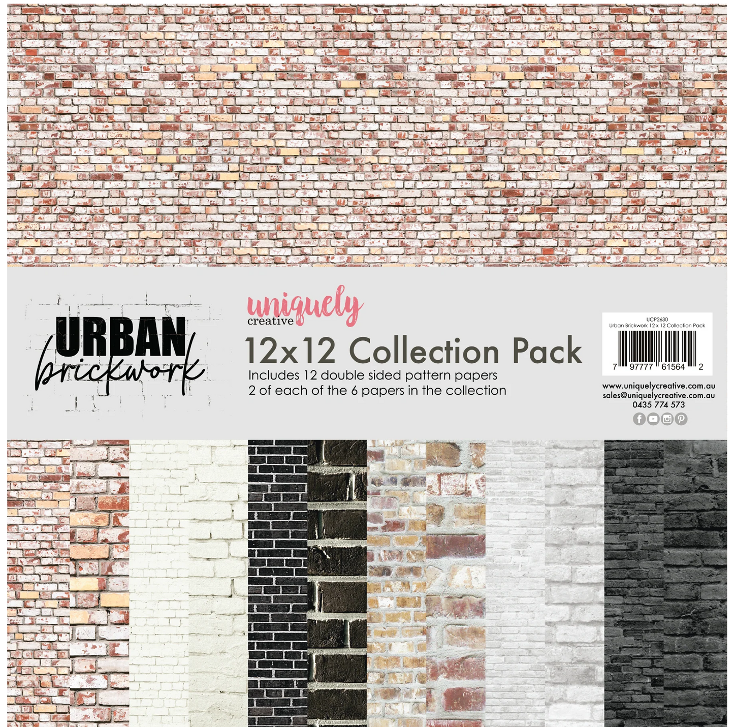 URBAN BRICKWORK 12" x 12" PAPER COLLECTION PACK BY UNIQUELY CREATIVE