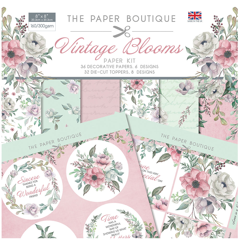 VINTAGE BLOOMS 8" X 8" MINI PAPER/TOPPER CARD MAKING SET