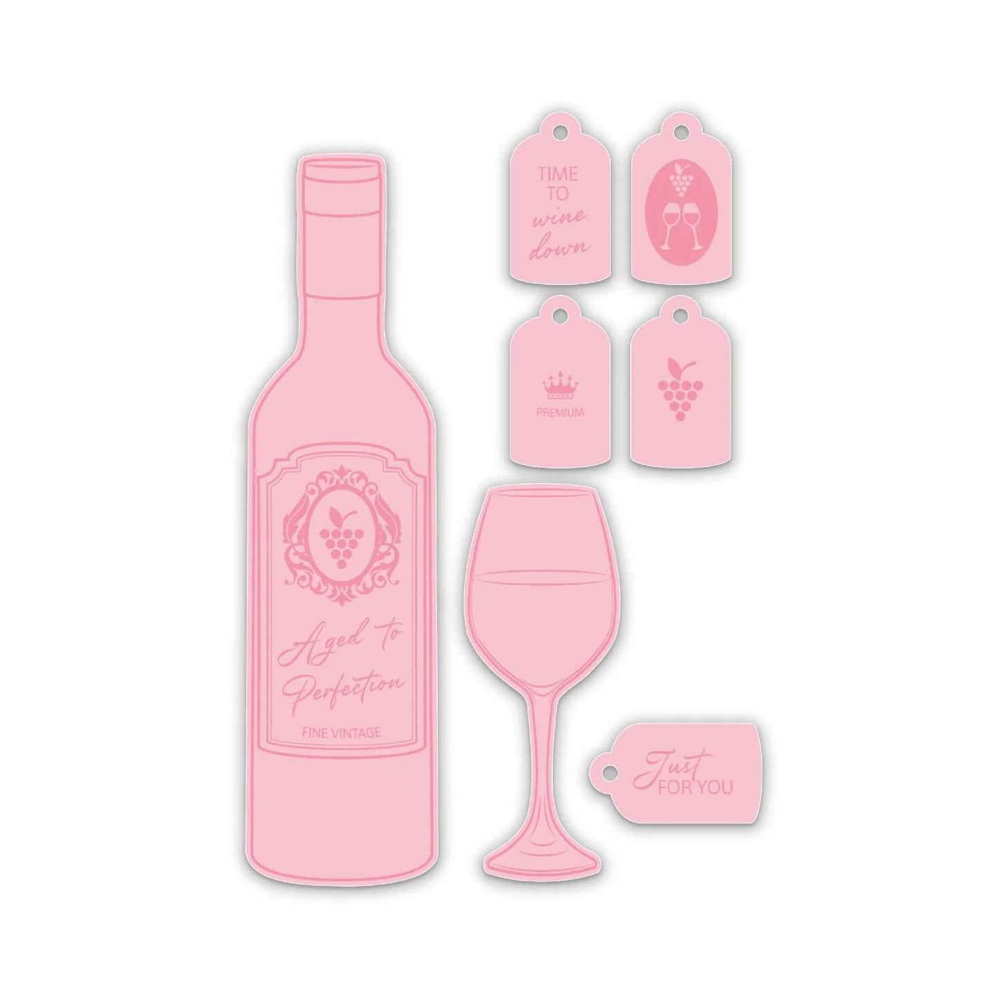 CHLOES CREATIVE CARDS DIE & STAMP SET - WINE BOTTLE & GLASS