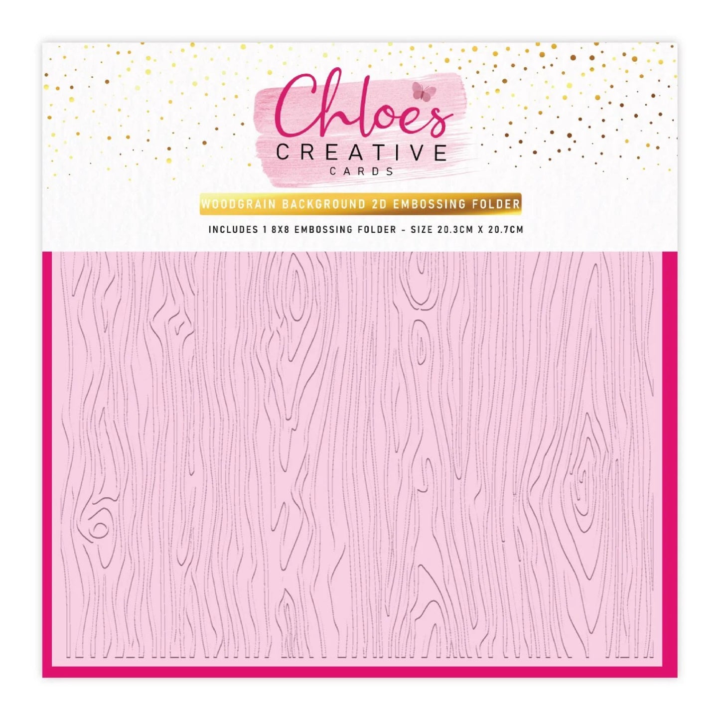 CHLOES CREATIVE CARDS WOODGRAIN BACKGROUND 8"x 8" 2D EMBOSSING FOLDER