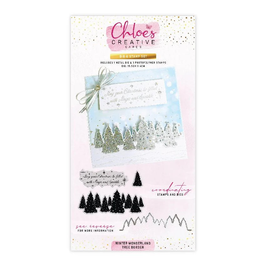 CHLOES CREATIVE CARDS DIE & STAMP SET - WINTER WONDERLAND TREE BORDER