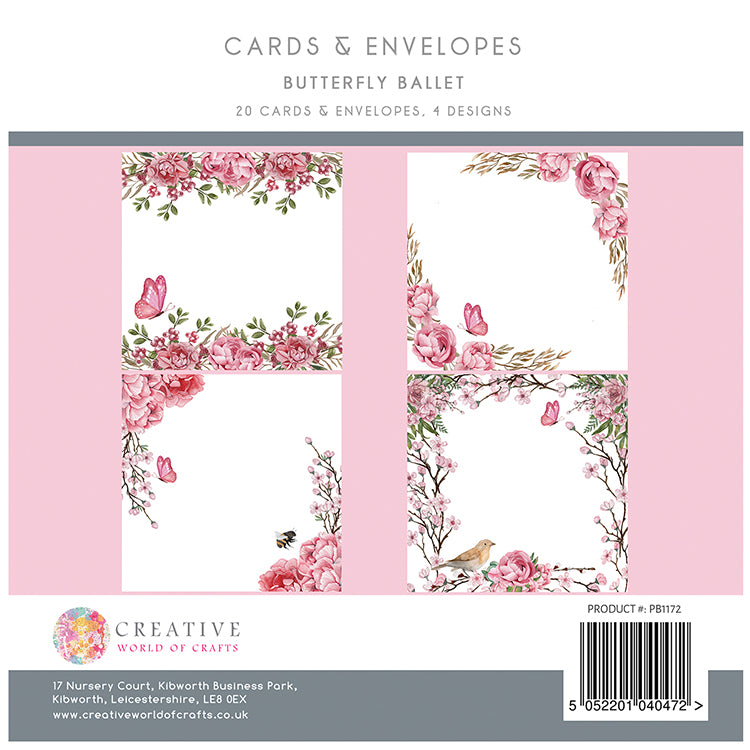 BUTTERFLY BALLET 8" X 8" CARD/ENVELOPE MINI 4 PACK - THE PAPER BOUTIQUE