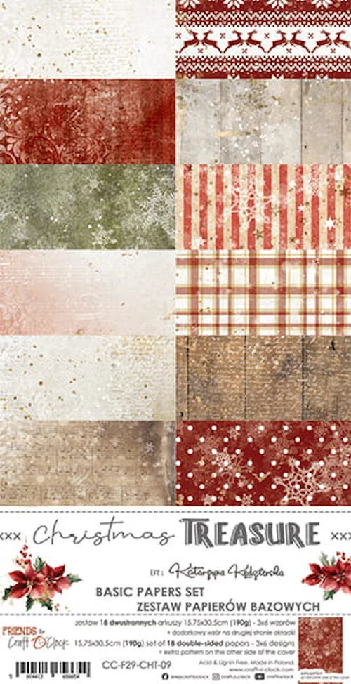 CHRISTMAS TREASURE SET OF BASIC PAPERS - CRAFT O'CLOCK