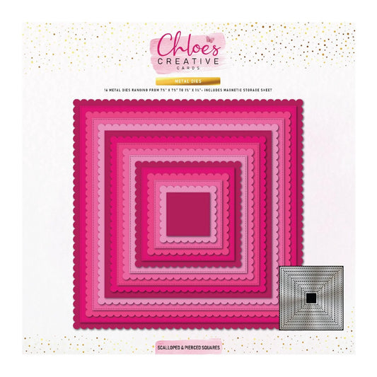CHLOES CREATIVE CARDS 8" X 8" METAL DIE SET - SCALLOPED & PIERCED SQUARES