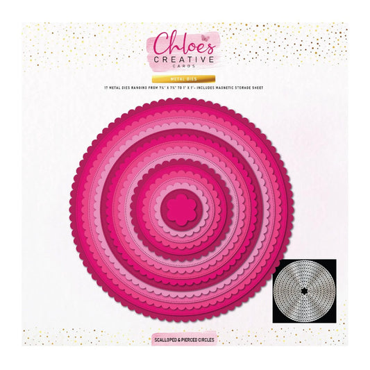 CHLOES CREATIVE CARDS 8" X 8" METAL DIE SET - SCALLOPED & PIERCED CIRCLES