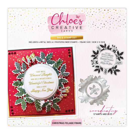 CHLOES CREATIVE CARDS DIE & STAMP SET - CHRISTMAS FOLIAGE FRAME