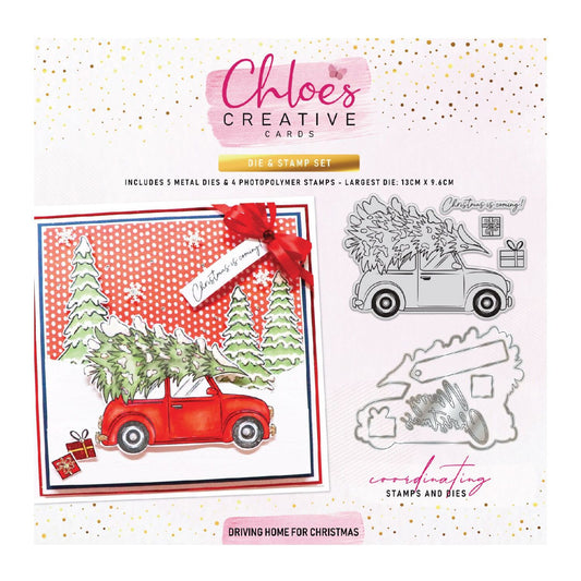 CHLOES CREATIVE CARDS DIE & STAMP SET - DRIVING HOME FOR CHRISTMAS