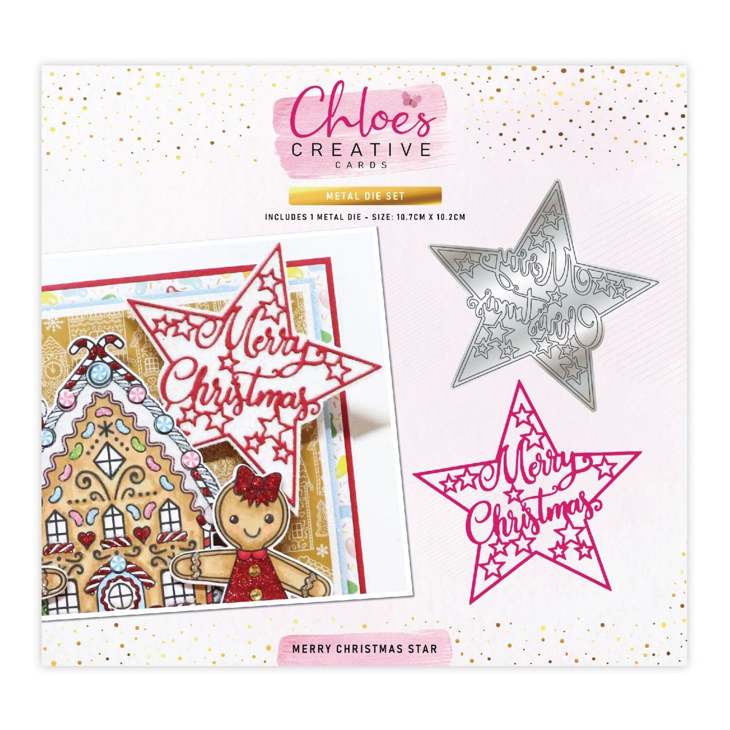 CHLOES CREATIVE CARDS METAL DIE SET - MERRY CHRISTMAS STAR