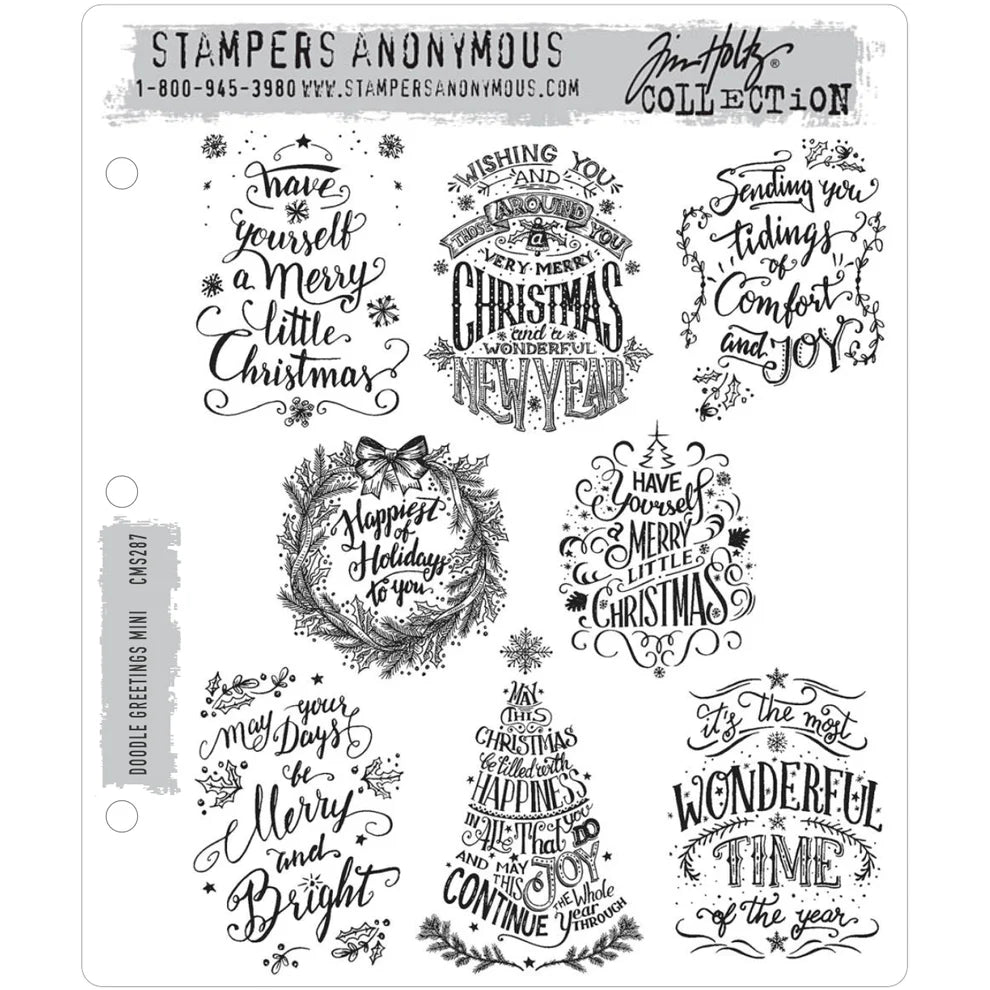TIM HOLTZ MINI DOODLE GREETINGS STAMP SET - STAMPERS ANONYMOUS