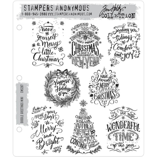 TIM HOLTZ MINI DOODLE GREETINGS STAMP SET - STAMPERS ANONYMOUS