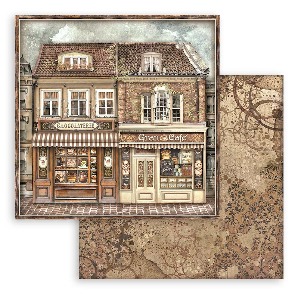 STAMPERIA DOUBLE SIDED 10 PAGE 12" X 12" PAPER PAD - COFFEE AND CHOCOLATE