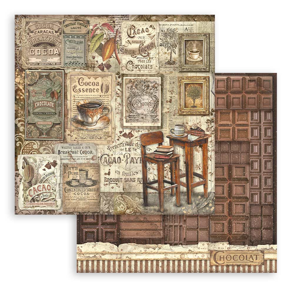 STAMPERIA DOUBLE SIDED 10 PAGE 12" X 12" PAPER PAD - COFFEE AND CHOCOLATE