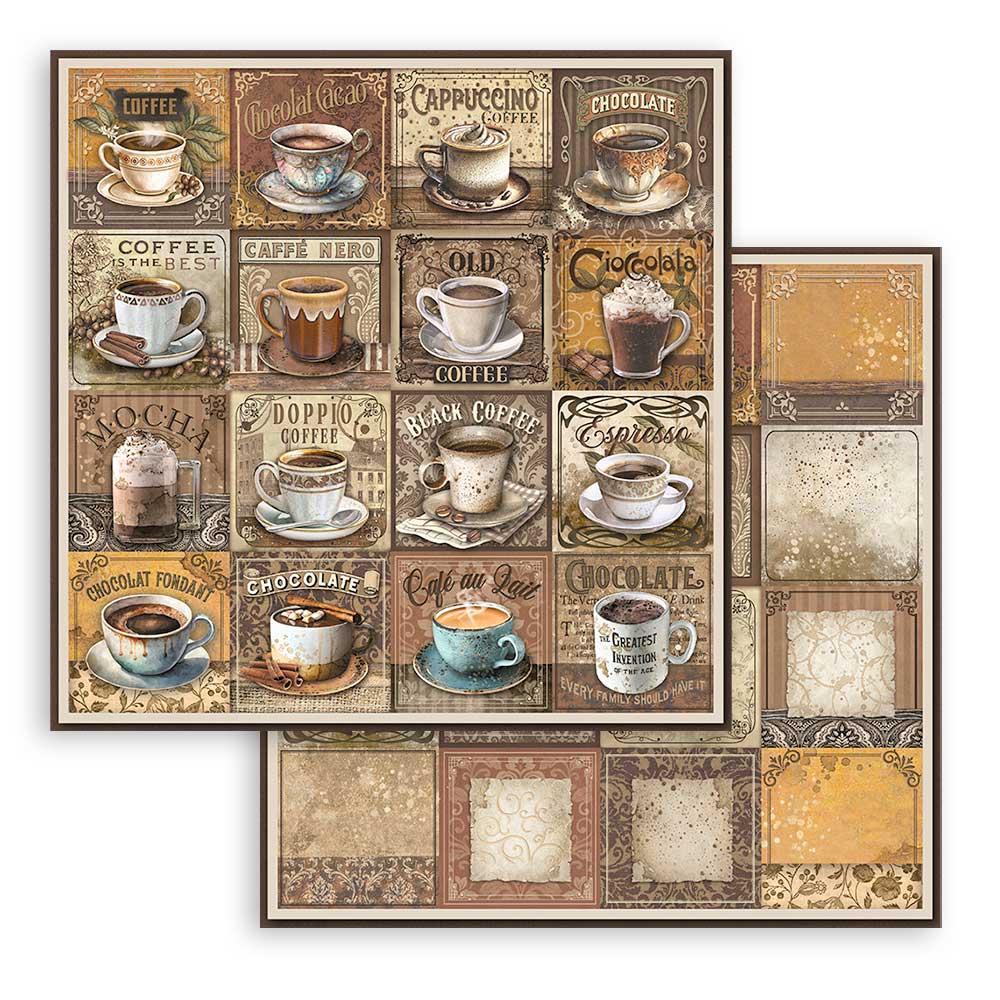 STAMPERIA DOUBLE SIDED 10 PAGE 12" X 12" PAPER PAD - COFFEE AND CHOCOLATE
