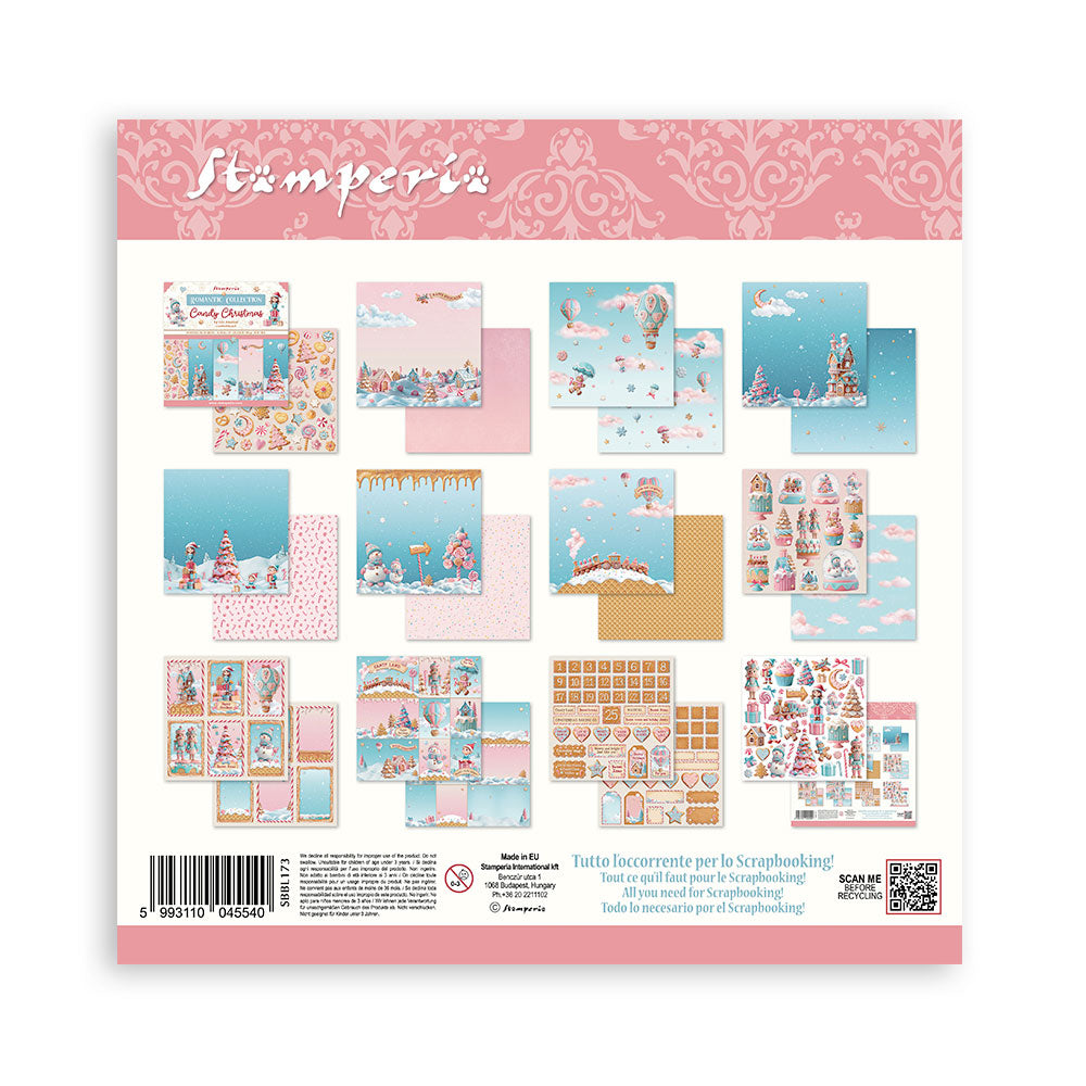 STAMPERIA 12" X 12" DOUBLE FACED PAPER PAD - CANDY CHRISTMAS
