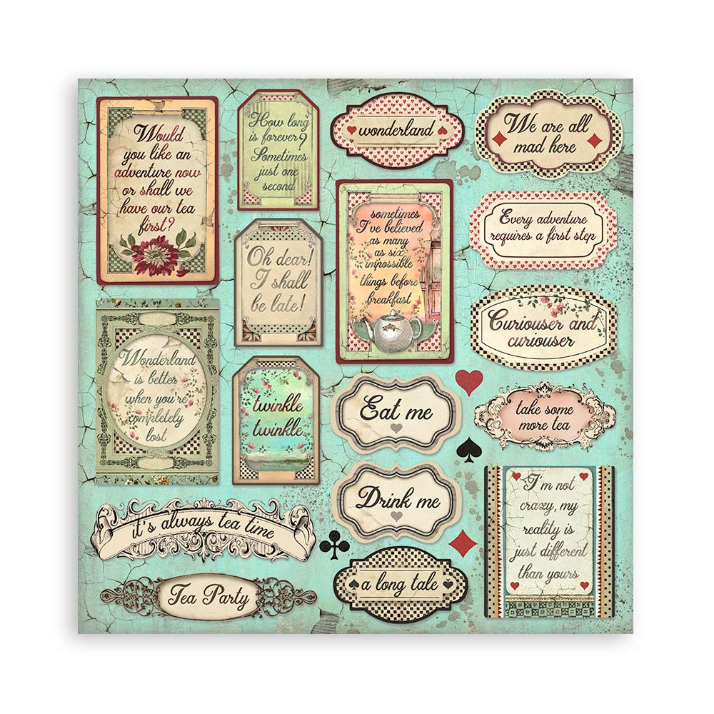 STAMPERIA DOUBLE SIDED 10 PAGE 12" X 12" PAPER PAD - ALICE IN WONDERLAND