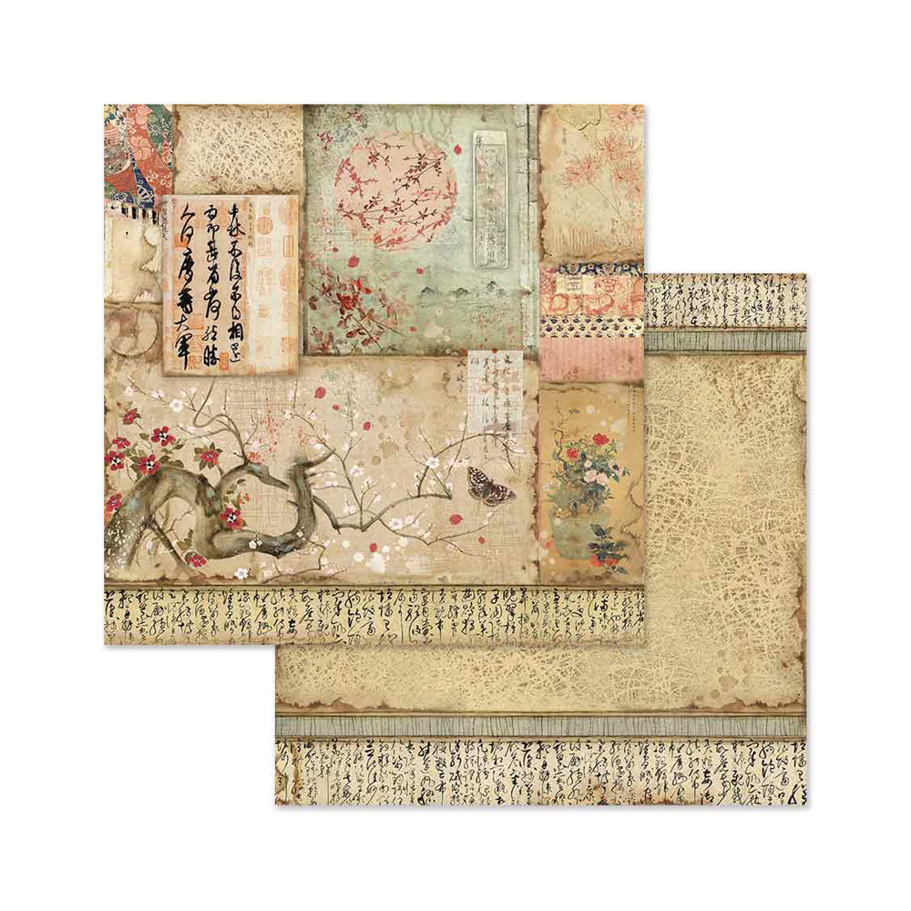 STAMPERIA 8" X 8" DOUBLE FACED PAPER PAD - ORIENTAL GARDEN