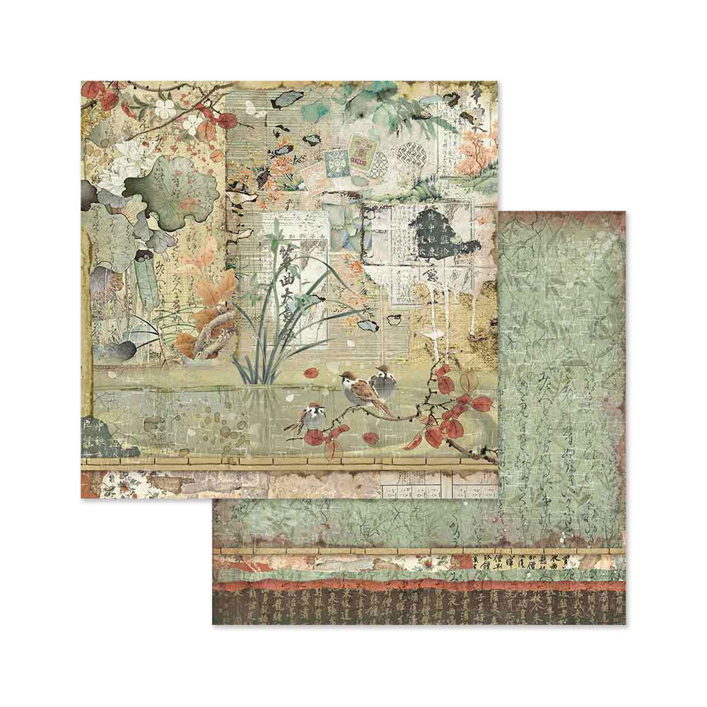 STAMPERIA 8" X 8" DOUBLE FACED PAPER PAD - ORIENTAL GARDEN