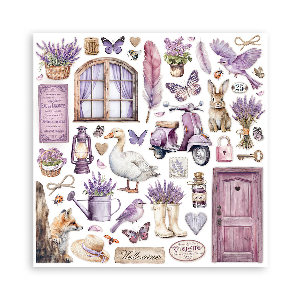 STAMPERIA 8" X 8" DOUBLE FACED PAPER PAD - LAVENDER