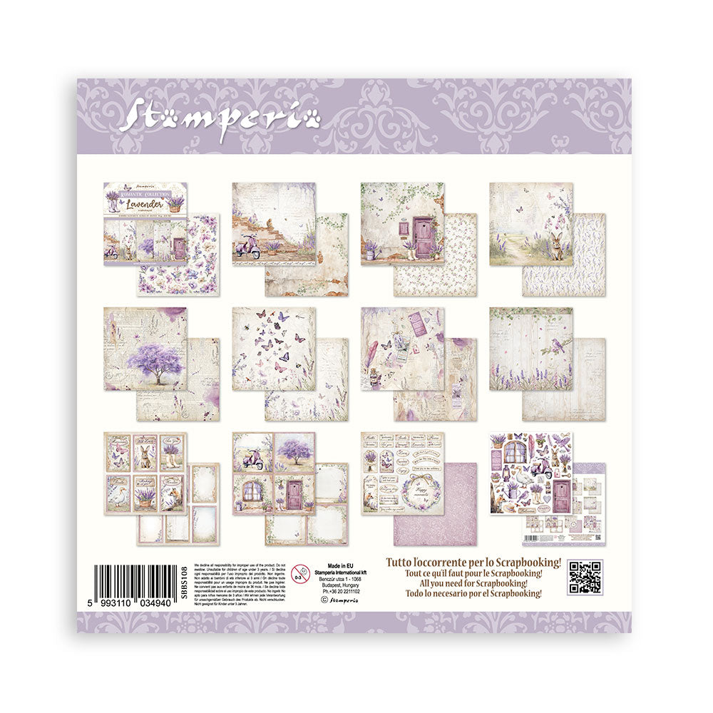 STAMPERIA 8" X 8" DOUBLE FACED PAPER PAD - LAVENDER