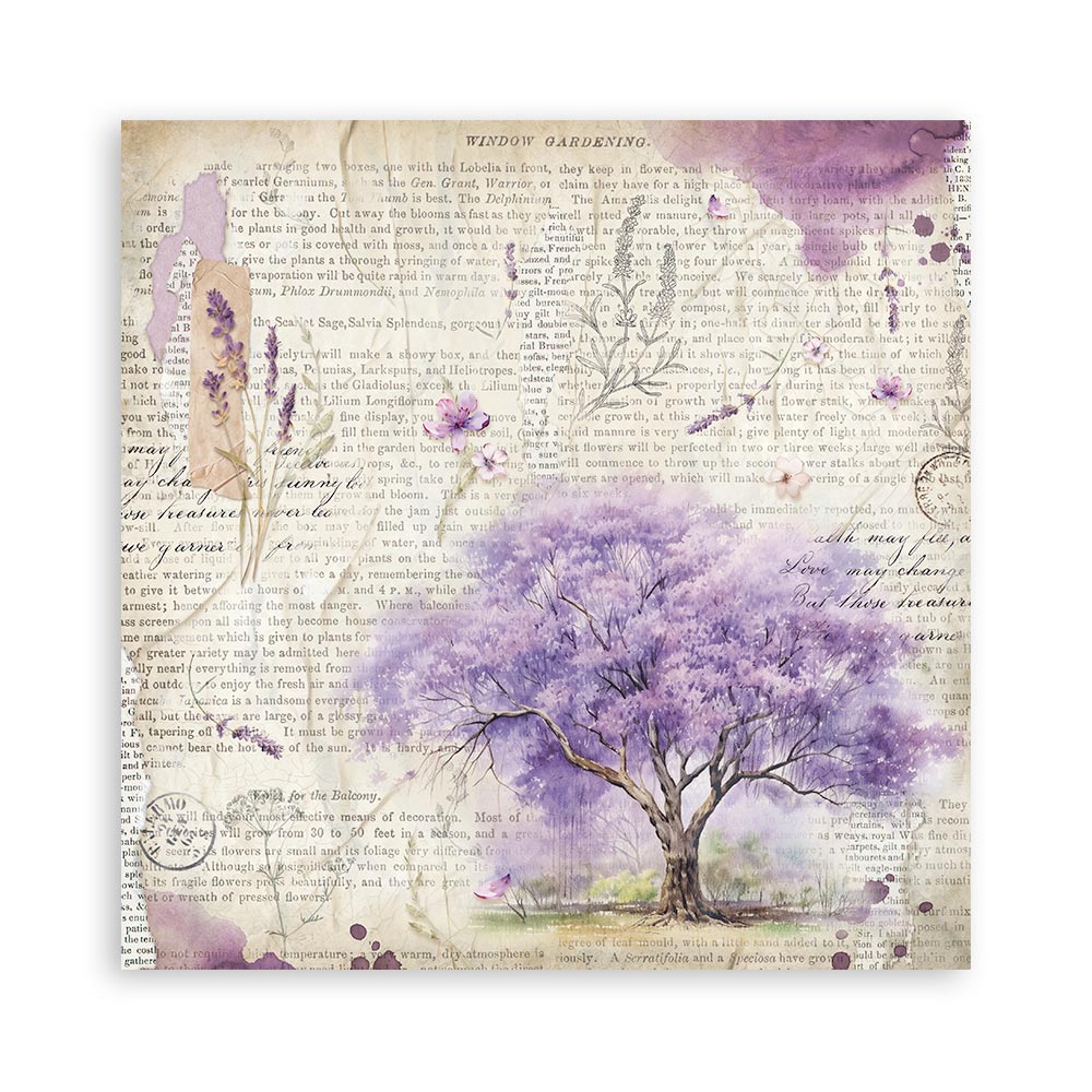 STAMPERIA 8" X 8" DOUBLE FACED PAPER PAD - LAVENDER