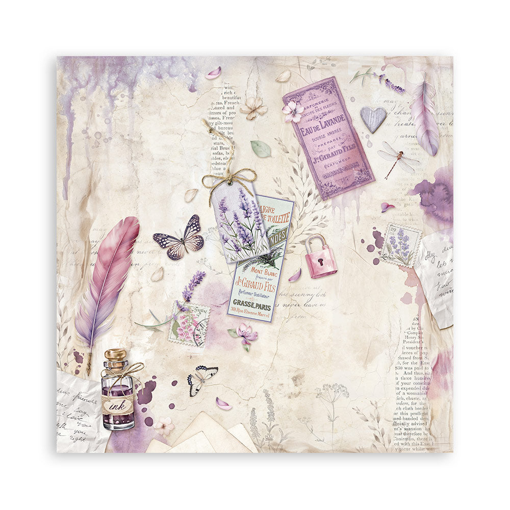 STAMPERIA 8" X 8" DOUBLE FACED PAPER PAD - LAVENDER