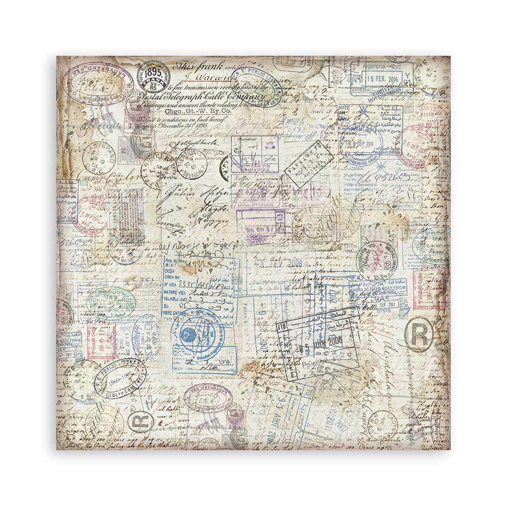 STAMPERIA 8" X 8" DOUBLE FACED PAPER PAD - ART OF TRAVELLING