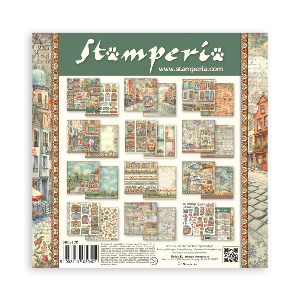 STAMPERIA 8" X 8" DOUBLE FACED PAPER PAD - ART OF TRAVELLING