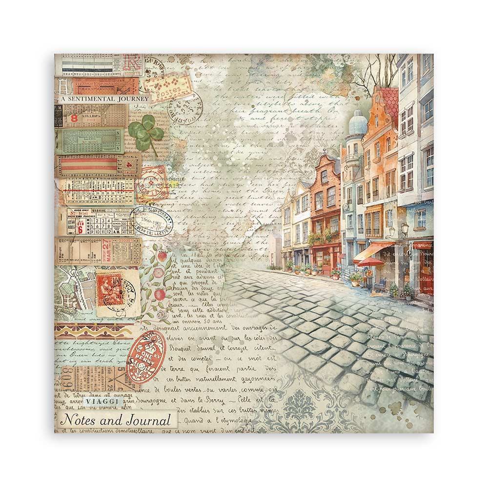 STAMPERIA 8" X 8" DOUBLE FACED PAPER PAD - ART OF TRAVELLING
