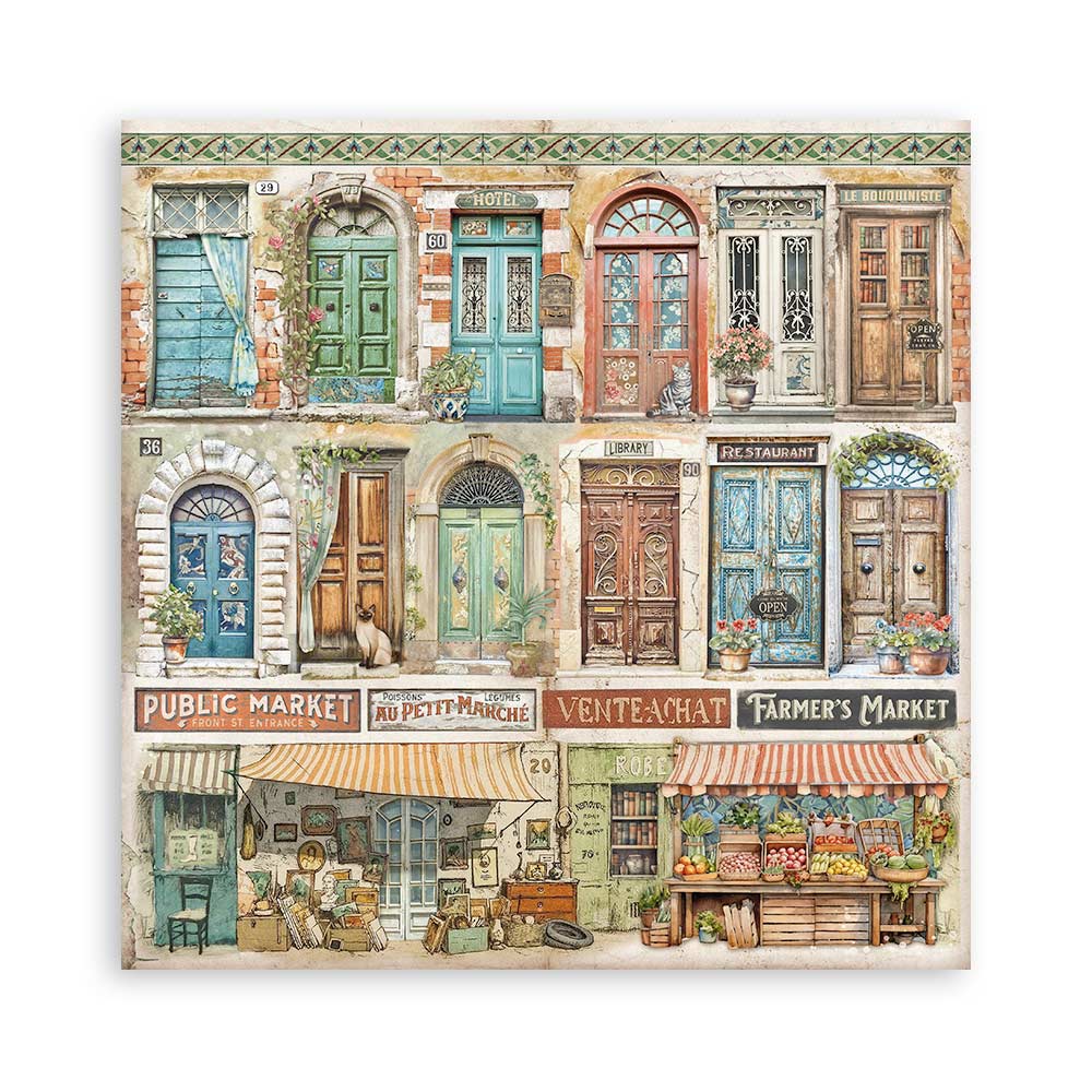 STAMPERIA 8" X 8" DOUBLE FACED PAPER PAD - ART OF TRAVELLING