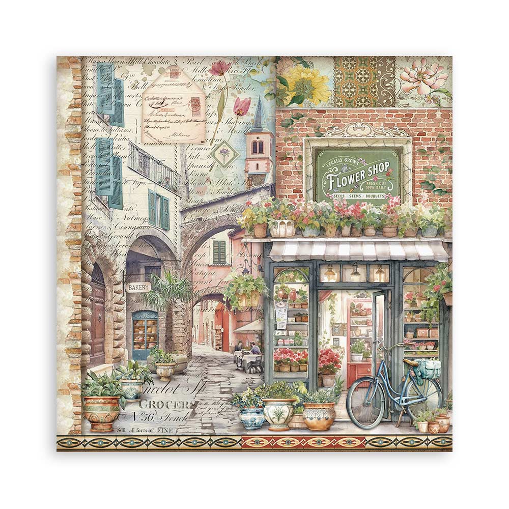 STAMPERIA 8" X 8" DOUBLE FACED PAPER PAD - ART OF TRAVELLING