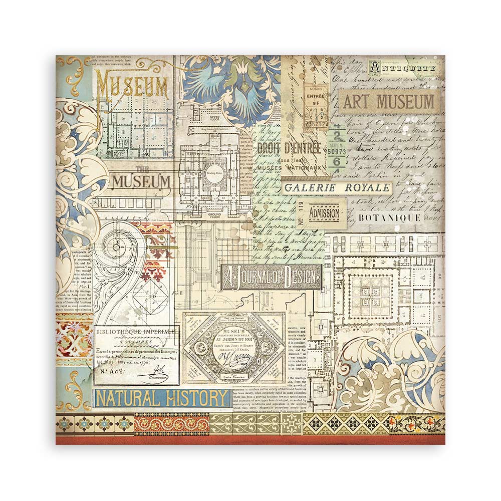 STAMPERIA 8" X 8" DOUBLE FACED PAPER PAD - ART OF TRAVELLING