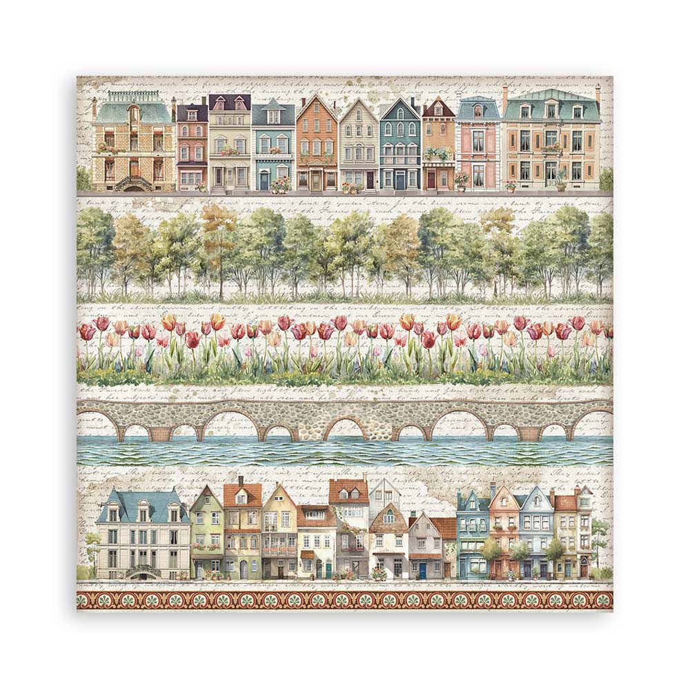 STAMPERIA 8" X 8" DOUBLE FACED PAPER PAD - ART OF TRAVELLING