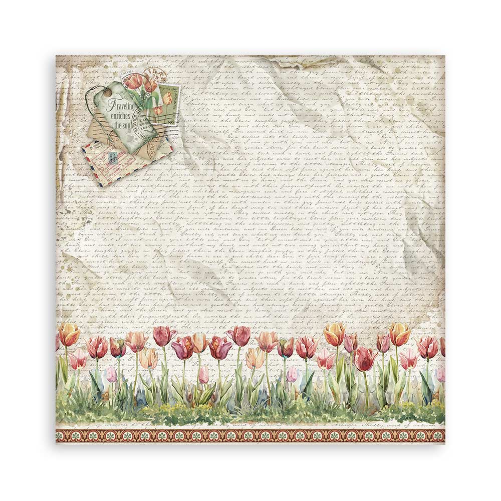 STAMPERIA 8" X 8" DOUBLE FACED PAPER PAD - ART OF TRAVELLING