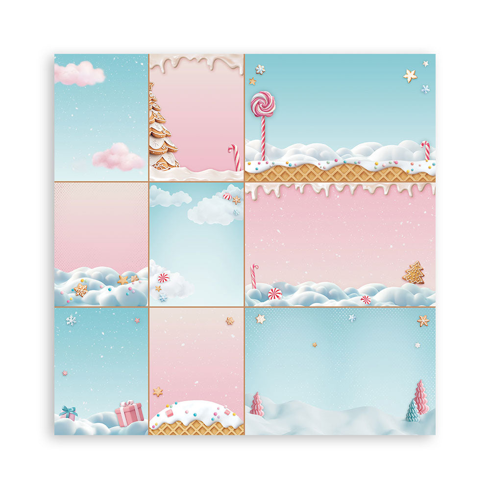 STAMPERIA 8" X 8" DOUBLE FACED PAPER PAD - CANDY CHRISTMAS