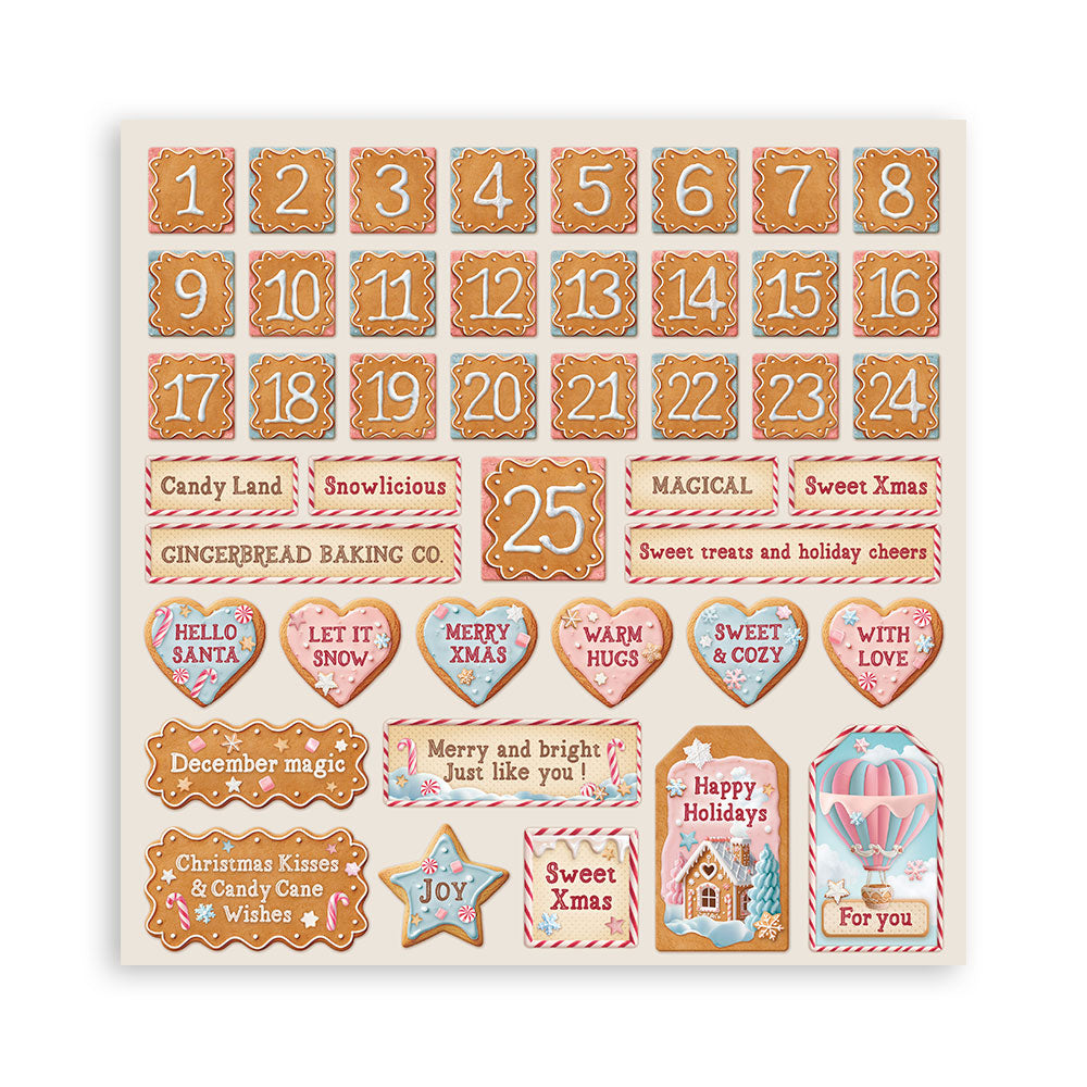 STAMPERIA 8" X 8" DOUBLE FACED PAPER PAD - CANDY CHRISTMAS