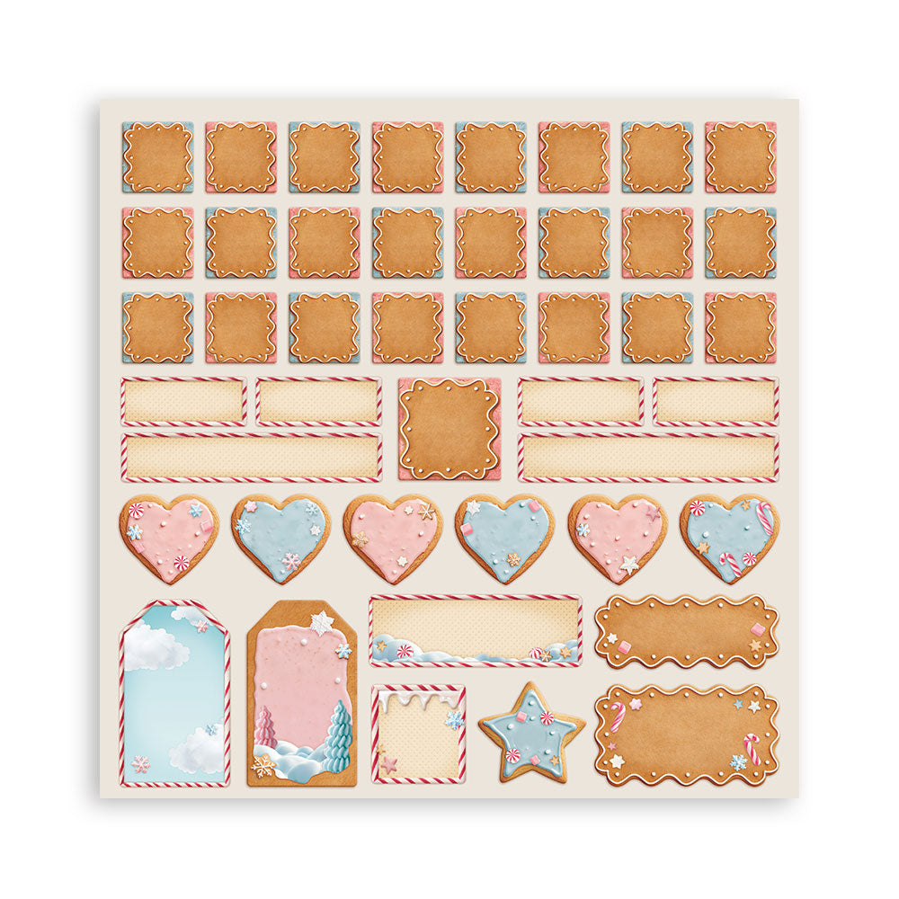 STAMPERIA 8" X 8" DOUBLE FACED PAPER PAD - CANDY CHRISTMAS