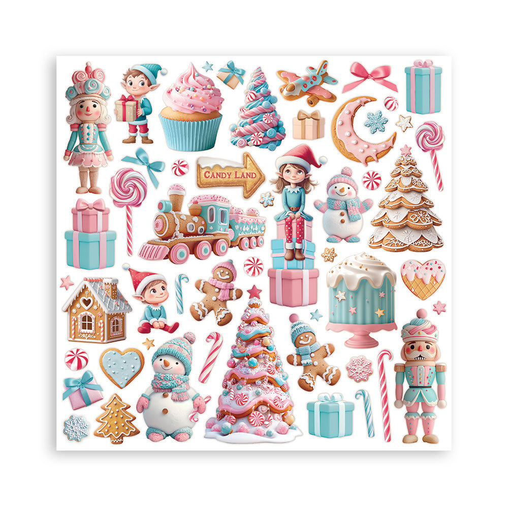 STAMPERIA 8" X 8" DOUBLE FACED PAPER PAD - CANDY CHRISTMAS