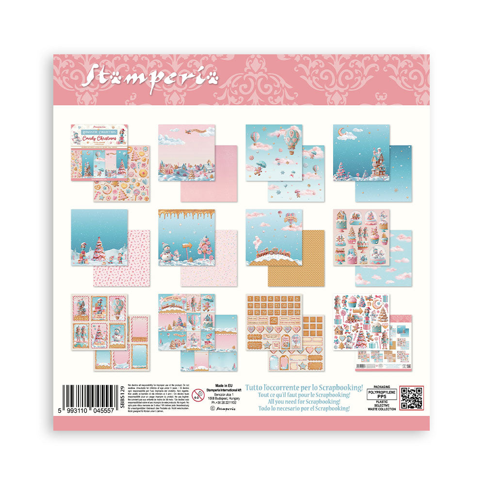 STAMPERIA 8" X 8" DOUBLE FACED PAPER PAD - CANDY CHRISTMAS