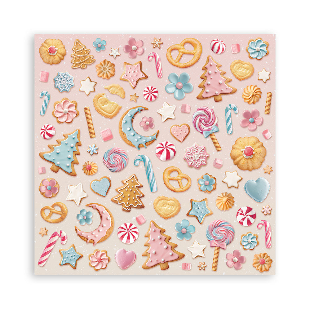 STAMPERIA 8" X 8" DOUBLE FACED PAPER PAD - CANDY CHRISTMAS