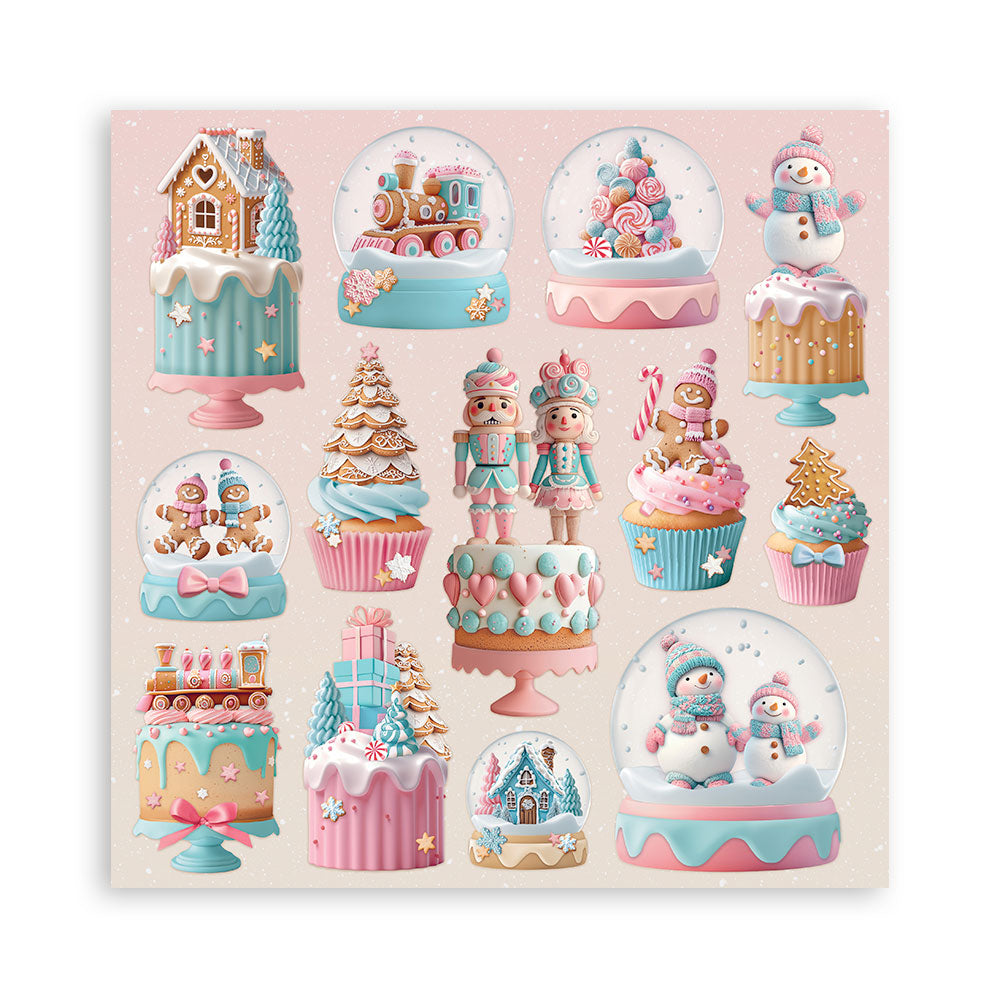 STAMPERIA 8" X 8" DOUBLE FACED PAPER PAD - CANDY CHRISTMAS
