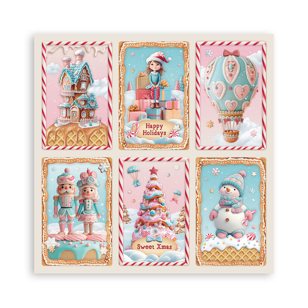 STAMPERIA 8" X 8" DOUBLE FACED PAPER PAD - CANDY CHRISTMAS