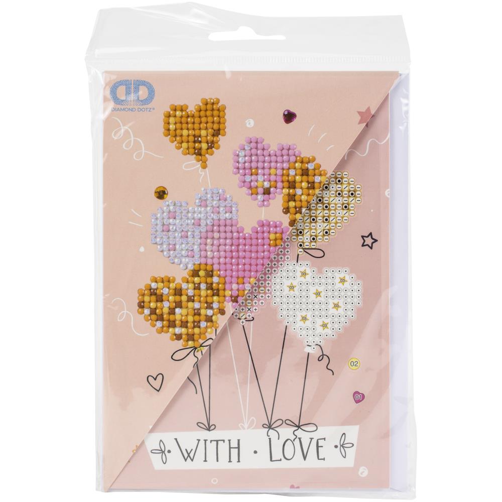 DIAMOND DOTZ DIAMOND ART GREETING CARD KIT 5"X7" - LOVE BALLOONS DESIGN