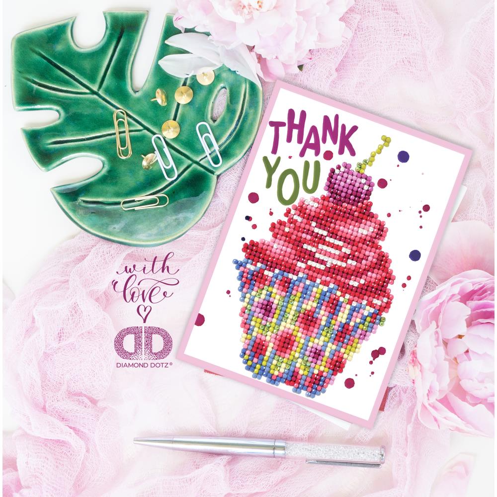 DIAMOND DOTZ DIAMOND ART GREETING CARD KIT 5"X7" -THANK YOU DESIGN