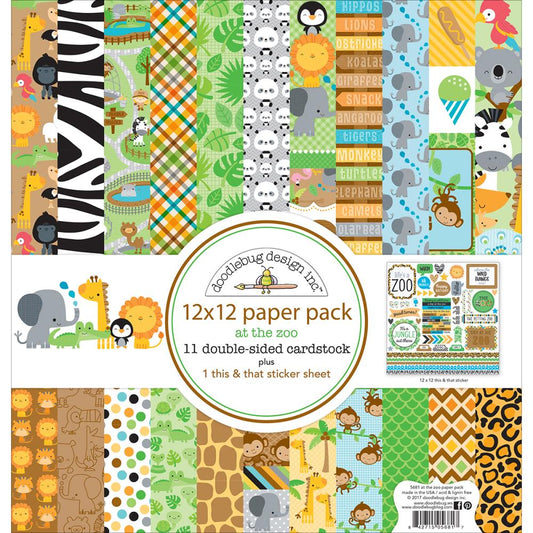 AT THE ZOO 12" X 12" COLLECTION PACK BY DOODLEBUG DESIGN INC