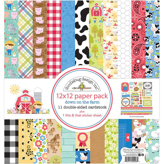 DOWN ON THE FARM 12" X 12" COLLECTION PACK BY DOODLEBUG DESIGN INC