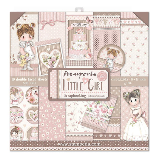 STAMPERIA DOUBLE SIDED 10 PAGE 12" X 12" PAPER PAD - LITTLE GIRL